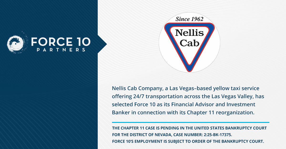 Nellis Cab Company Retains Force 10 as Financial Advisor and Investment Banker in its Chapter 11 Reorganization