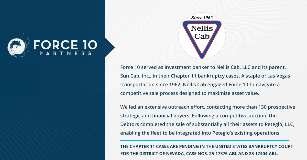 Force 10 Completes Asset Sale for Long-Standing Las Vegas Taxi Operator